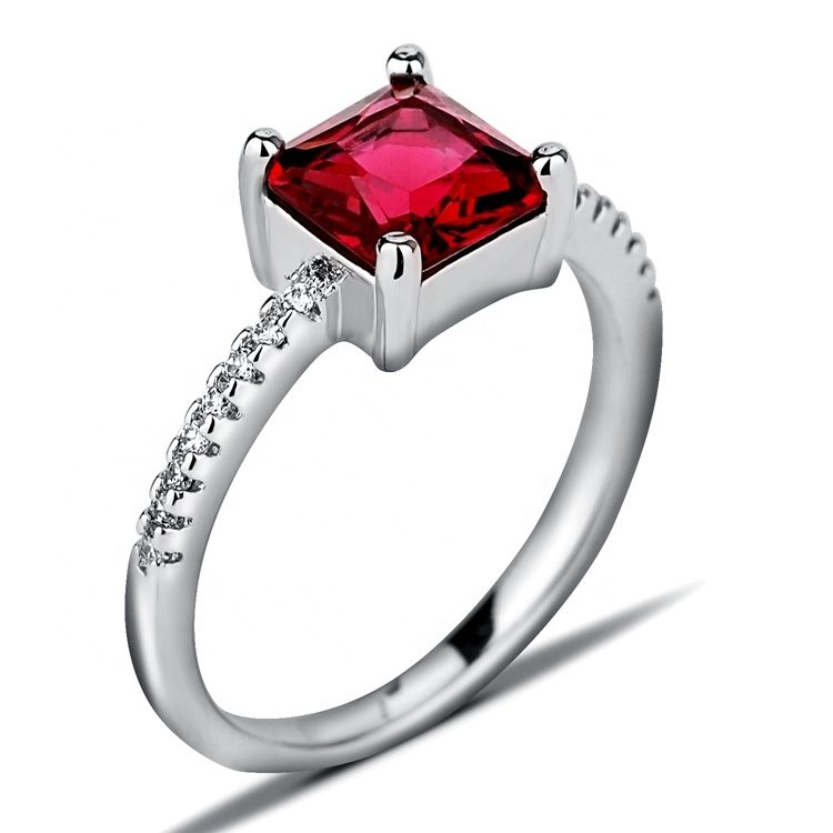 Custom Silver square 1ct Moissanite Ring 925 Sterling Silver Zircon Adjustable Ring
