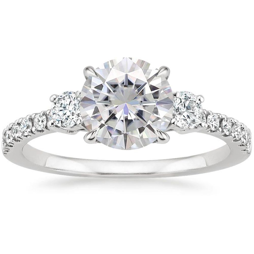 Popular Style Cubic Moissanite 18K Solid Gold Single Stone Ring Designs