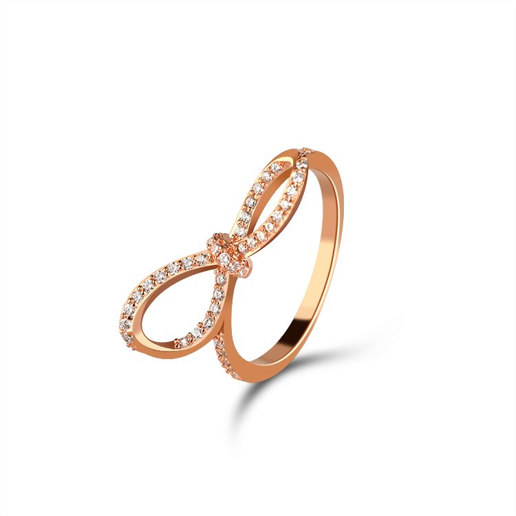 Rose Gold Plated 925 Sterling Silver Infinity Ring with Clear Cubic Zirconia, for Women Promise & Stackable Daily Jewelry