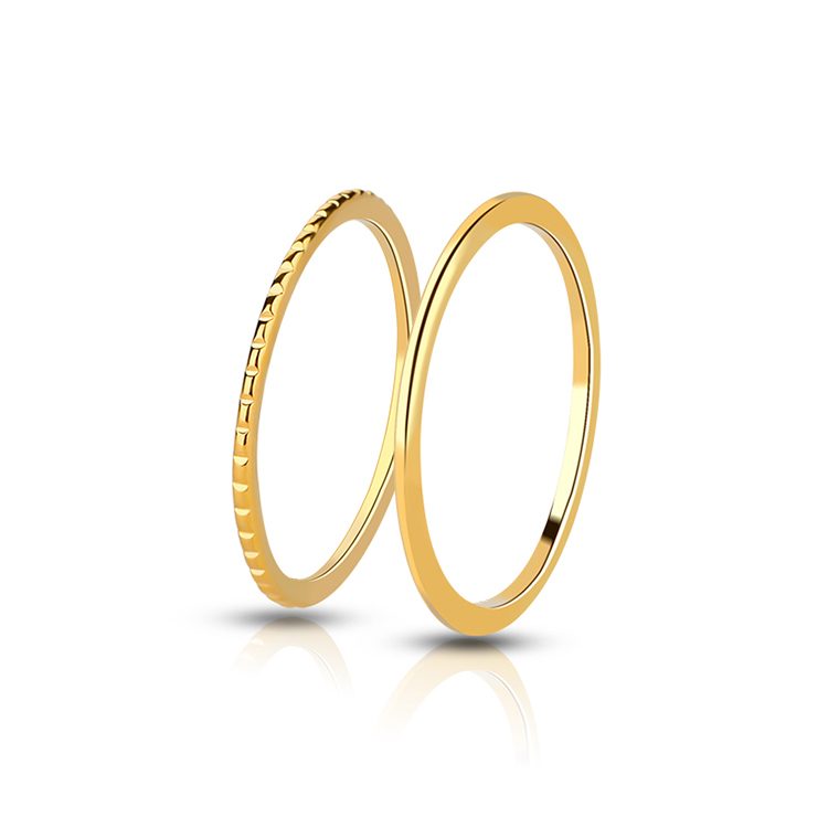 Gold Plated 925 Sterling Silver Stackable Ring Set Smooth & Textured Thin Bands for Women Minimalist Daily & Wedding Jewelry