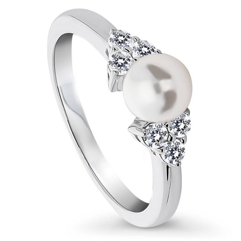 2021 Fashionable Single Pearl Rings Costume Rings Size Six Silver 925 Ring for Pearls