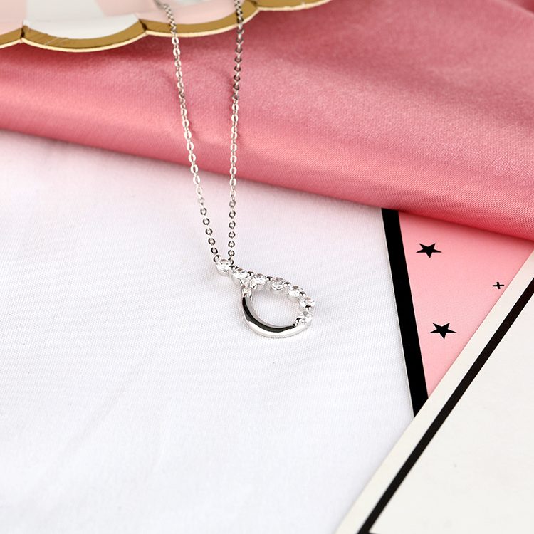 Custom 925 Sterling Silver Wave Cubic Zirconia Pendant Necklace for Retail and Wholesale