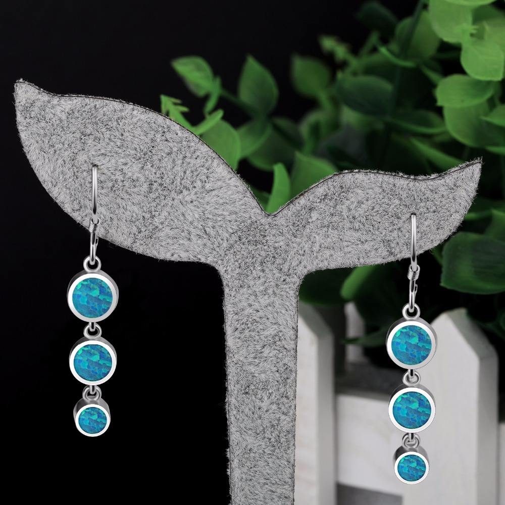 Fashion Jewelry 925 Sterling Silver Drop Earrings Elegant Opal Earrings for Women with Iridescent Gift Jewelry