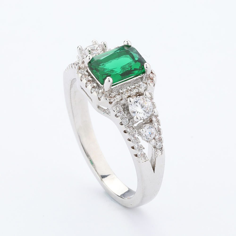 Trendy Green Stone Adjustable Stackable Rings for Women and Girls Gold & Silver Plated Fashion Jewelry