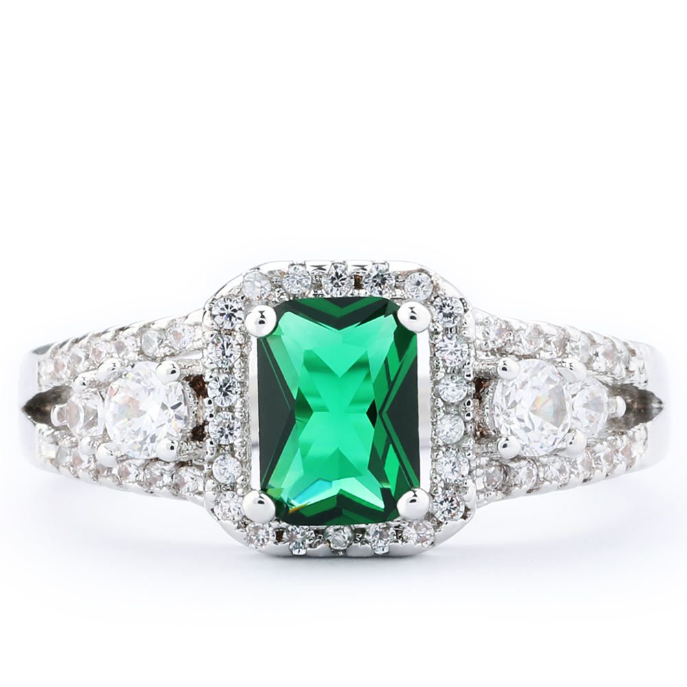 Trendy Green Stone Adjustable Stackable Rings for Women and Girls Gold & Silver Plated Fashion Jewelry