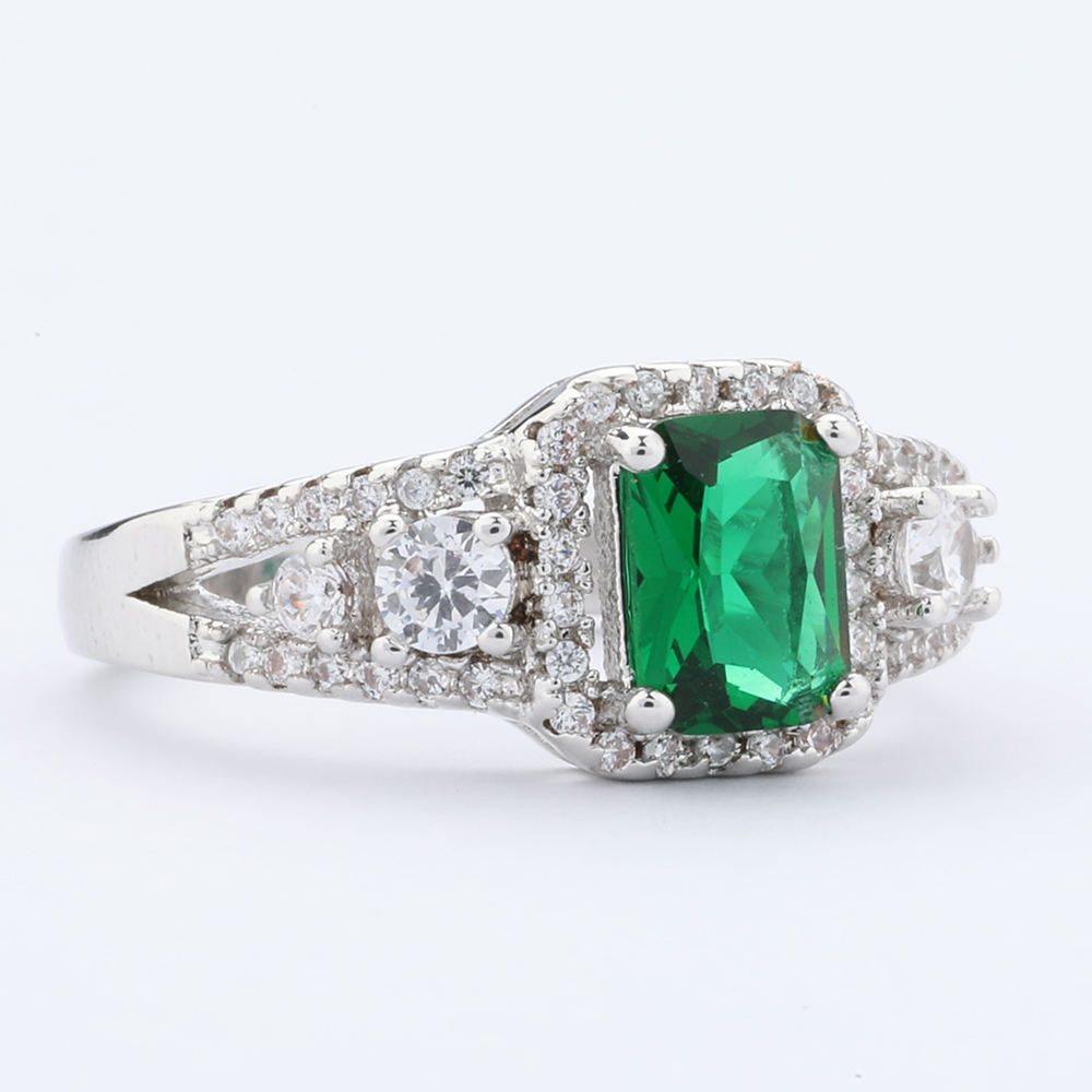 Trendy Green Stone Adjustable Stackable Rings for Women and Girls Gold & Silver Plated Fashion Jewelry