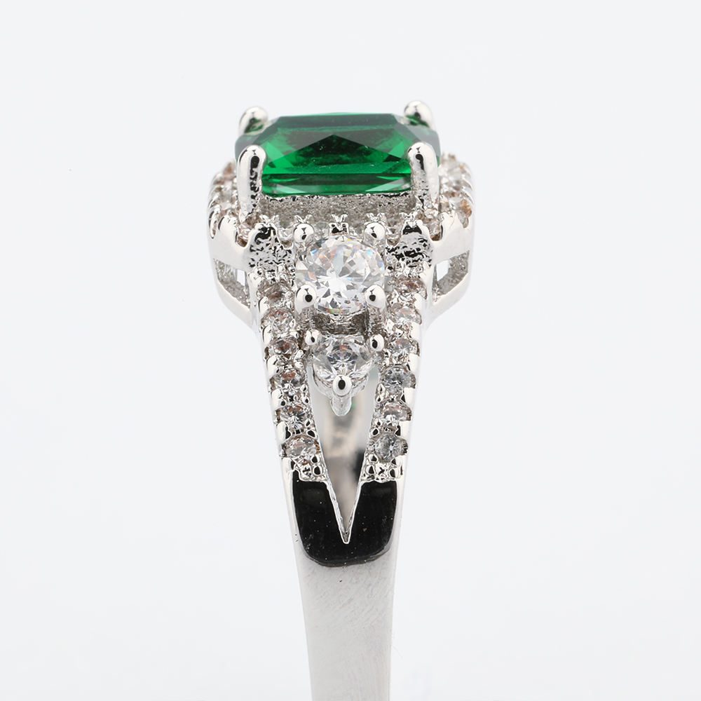 Trendy Green Stone Adjustable Stackable Rings for Women and Girls Gold & Silver Plated Fashion Jewelry