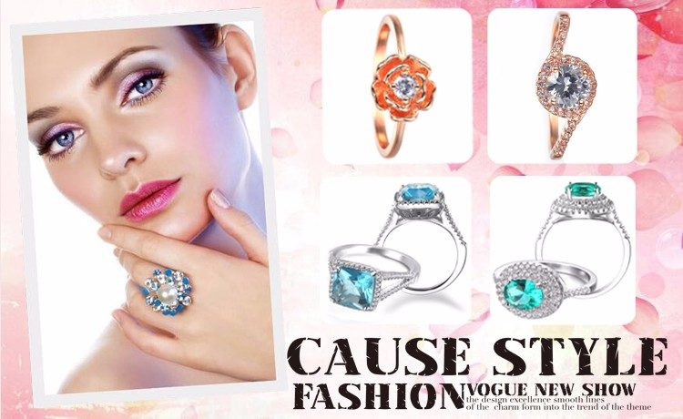 Mascot Trendy Gemstone Rings with Silver Plating for Unisex Men Women Engagement Wedding Gift