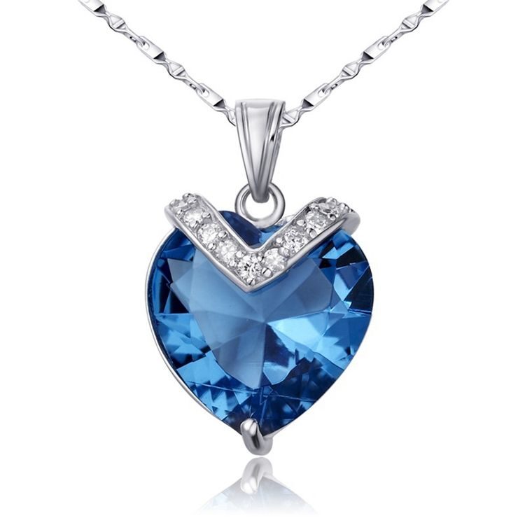 Elegant High Quality Cubic Zirconia Teardrop Necklace with Blue Zirconium for Special Occasions