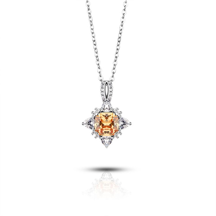 High Quality Charming Cubic Zirconia Teardrop Yellow Zirconium Necklace Stylish and Sparkling Perfect As a Holiday Gift