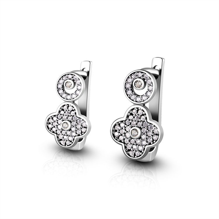 925 Silver Earring Stud Earrings Without Diamonds Fine Circular Zircon Custom Fashion Earrings with logo
