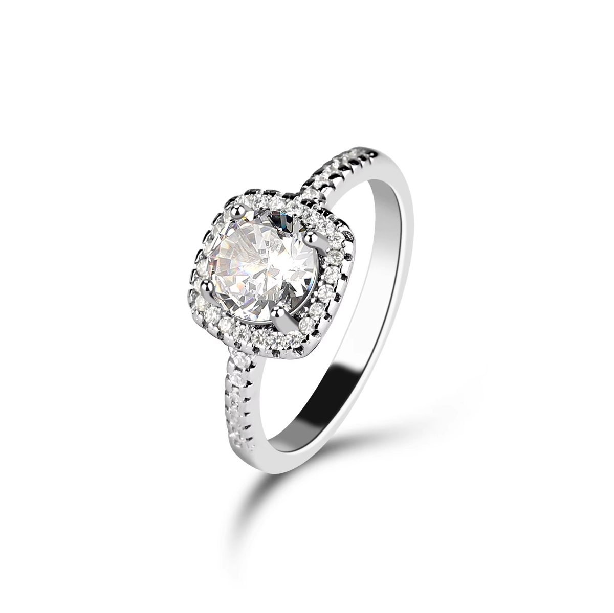 Clear Princess Cut Zircon 925 Sterling Silver Ring with Clean Edges and Shiny Finish Great for Daily Accessories