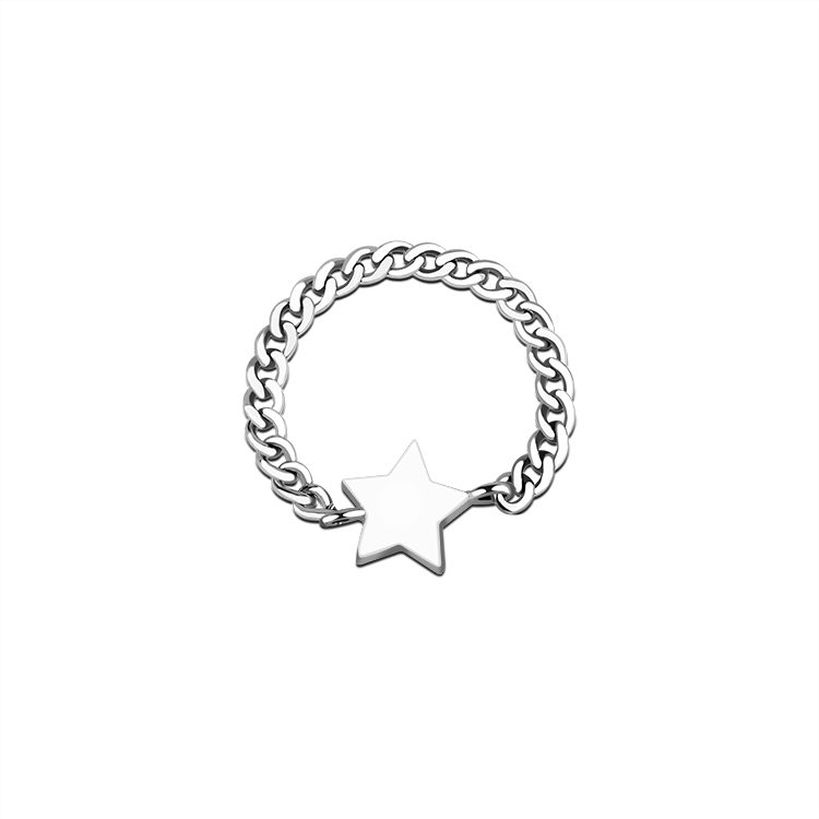 Fashionable 925 Sterling Silver Chain Ring Star Clear Comfortable Fit Ideal for Modern Minimalist Styling