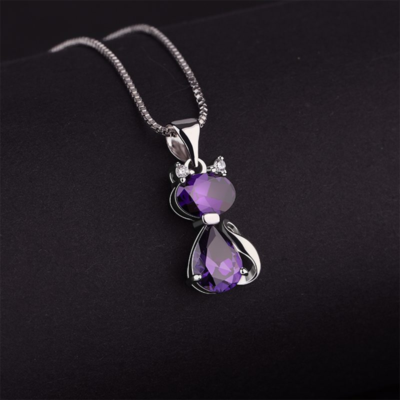 Mascot Wholesale 925 Sterling Silver Pendant Necklace Cz Cat Design Jewelry Pendant Gift Shenzhen for Women Zircon IGI Oval Cut