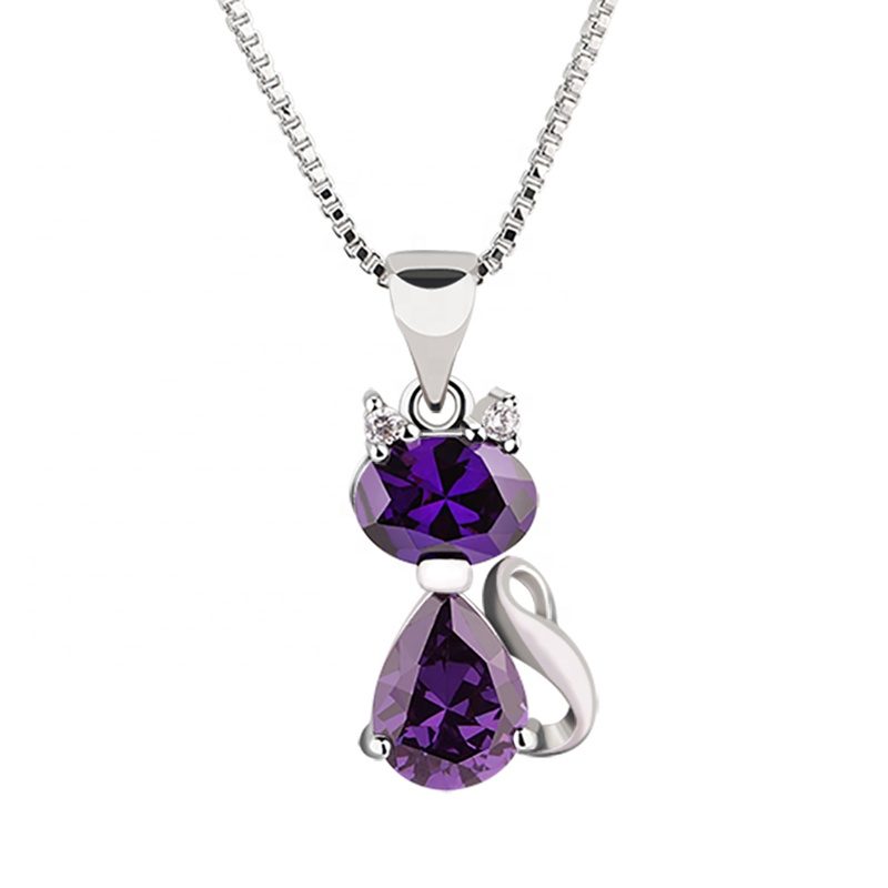 Mascot Wholesale 925 Sterling Silver Pendant Necklace Cz Cat Design Jewelry Pendant Gift Shenzhen for Women Zircon IGI Oval Cut