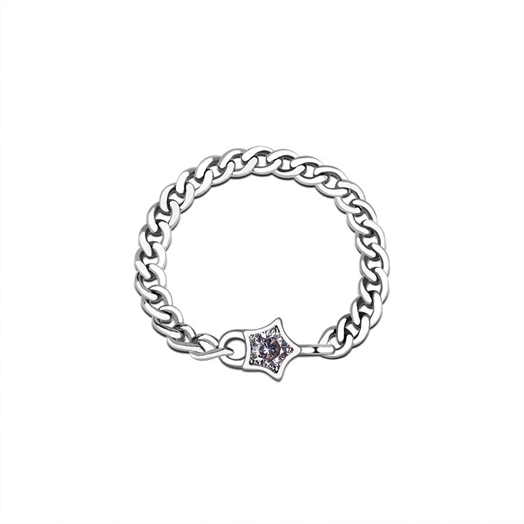 Delicate 925 Sterling Silver Chain-Style Ring Featuring Heart Cubic Zirconia Ideal for Daily Chic and Layered Jewelry Looks