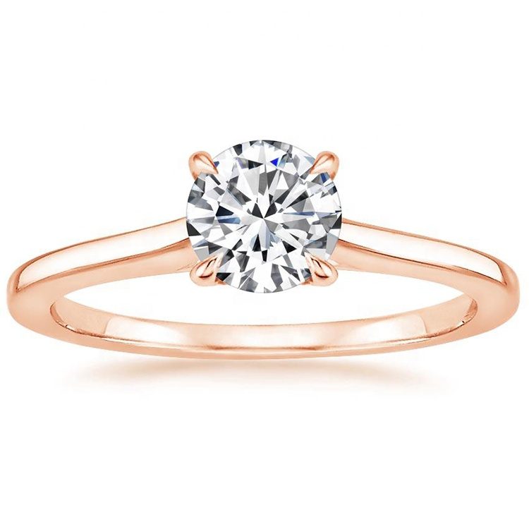Factory Custom Luxury Fashion Designs Wedding Moissanite 14k Rose Gold Ring for Girl