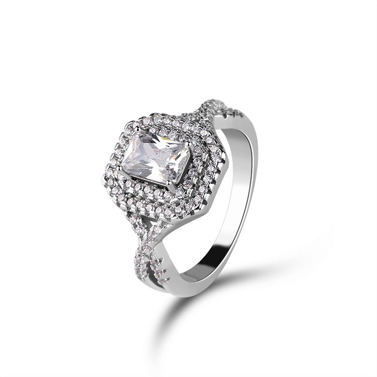 Custom Halo Custom Zircon Design Ring High Quality Sterling Silver Moissanite Ring