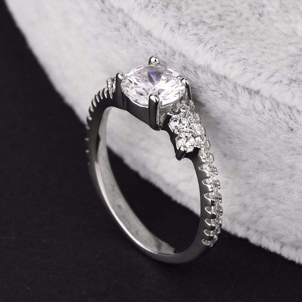 Custom Silver Jewelry 925 Sterling Silver Ring Women Jewellerydiamond Wedding Engagement Couple Rings