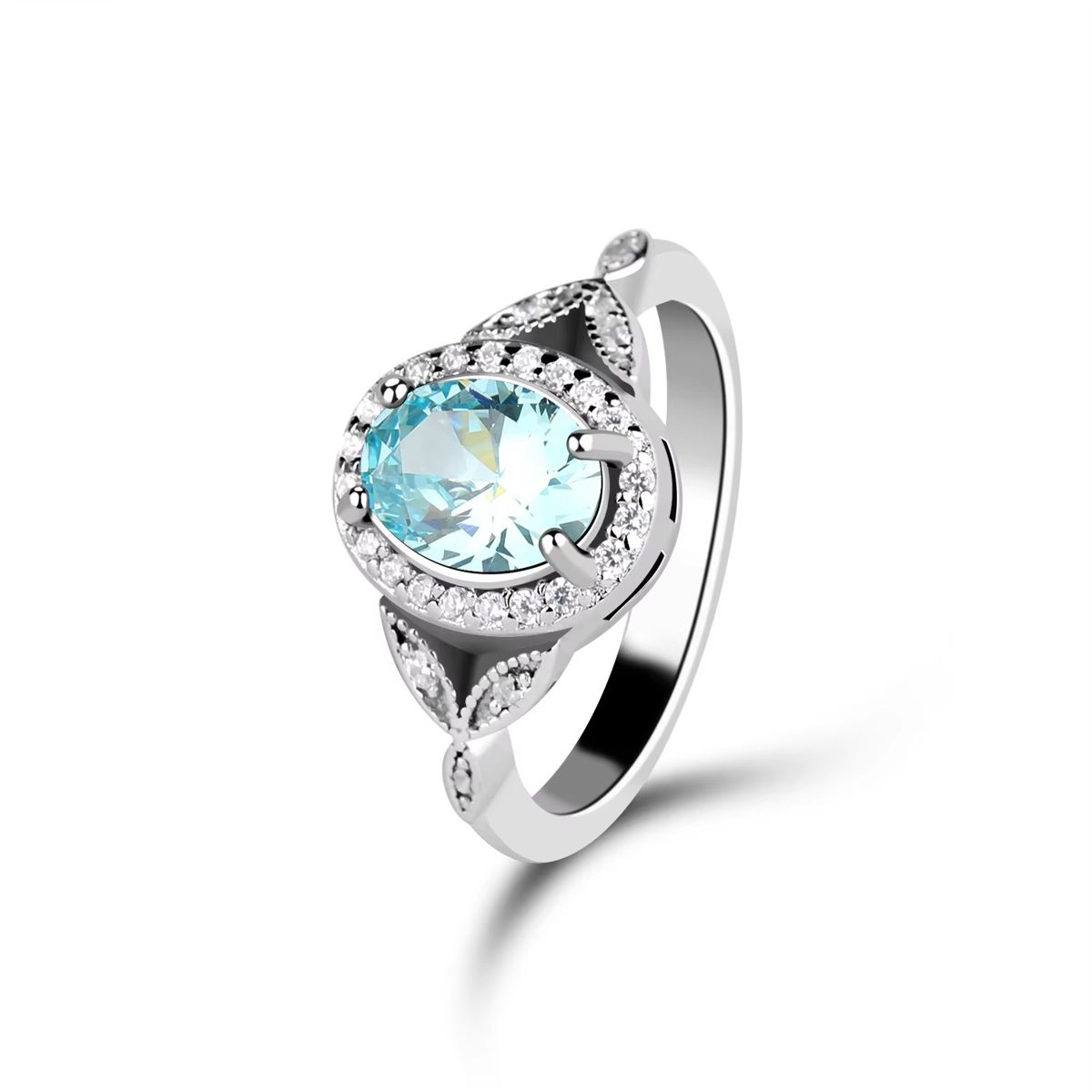 Modern Blue Zircon 925 Sterling Silver Ring with Minimalist Design for Fashion Daily Wear and Trendy Jewelry Collections