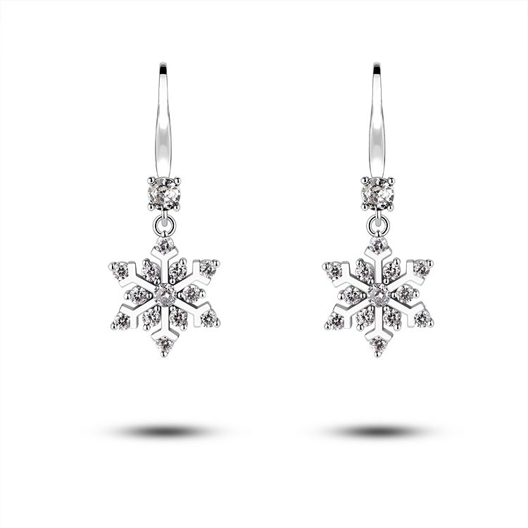 Luxury Snowflake Drop Earrings 925 Silver ZIRCON for Women 18K Gold Plated Jewelry Elegant Sparkle for Wedding or Dinner