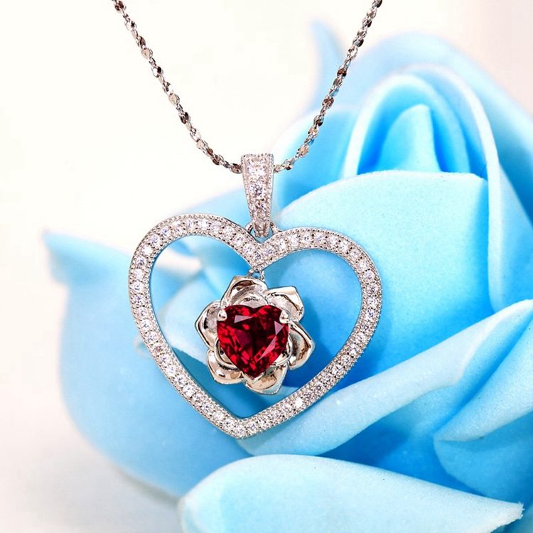 Cubic Zircon & Heart Ruby Stone Necklace Designs