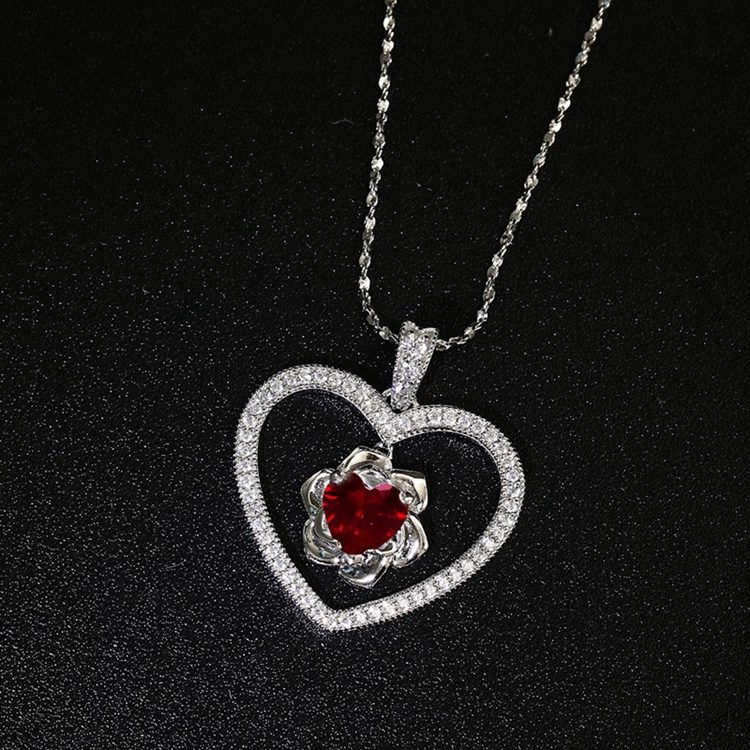Cubic Zircon & Heart Ruby Stone Necklace Designs