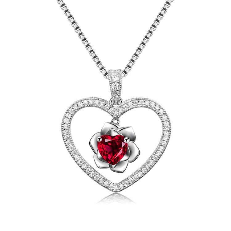 Cubic Zircon & Heart Ruby Stone Necklace Designs