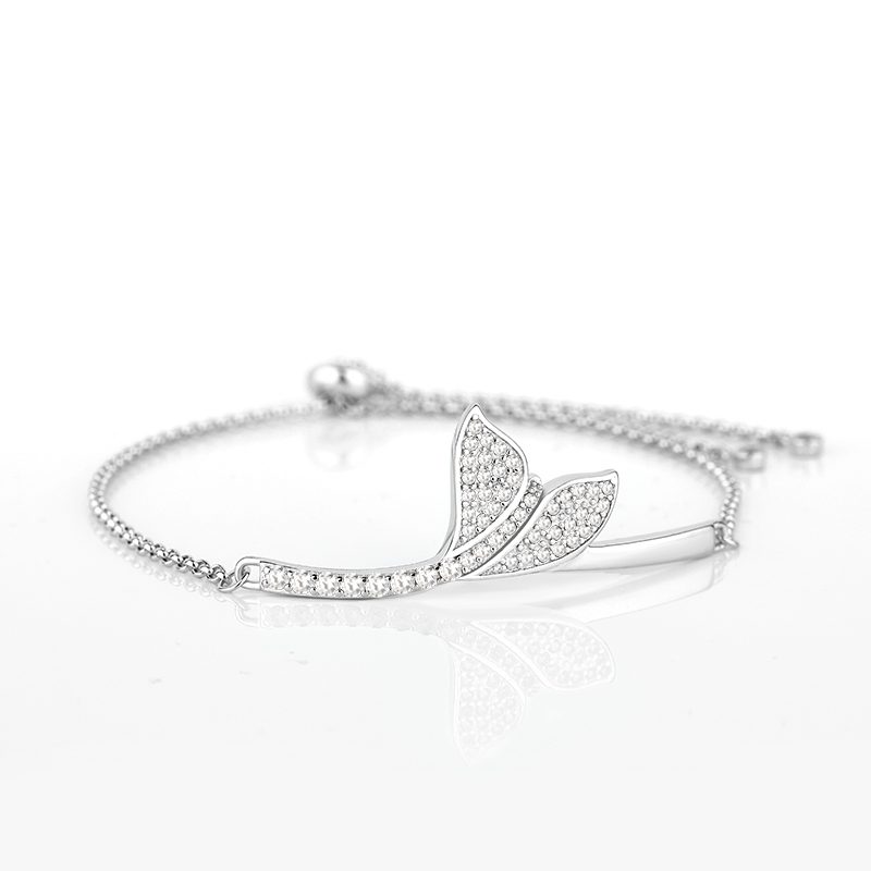 Mascot Adjustable Macrame Crystal Inset Shaped Jewelry 925 Sterling Silver Women Stretch Bracelets