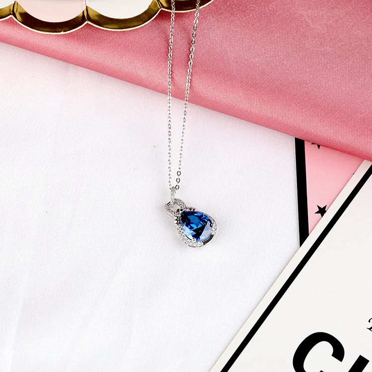 Custom Drop Sterling Silver Pendant Necklace Prong Setting