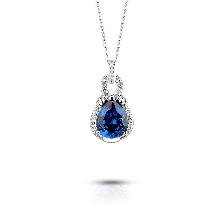 Custom Drop Sterling Silver Pendant Necklace Prong Setting