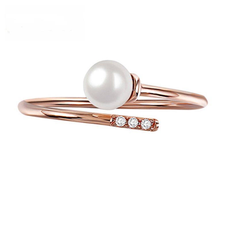 2023 Fashionable Women Freshwater Pearl Ring 925 Pearl Sterling Silver Rose Gold Ring