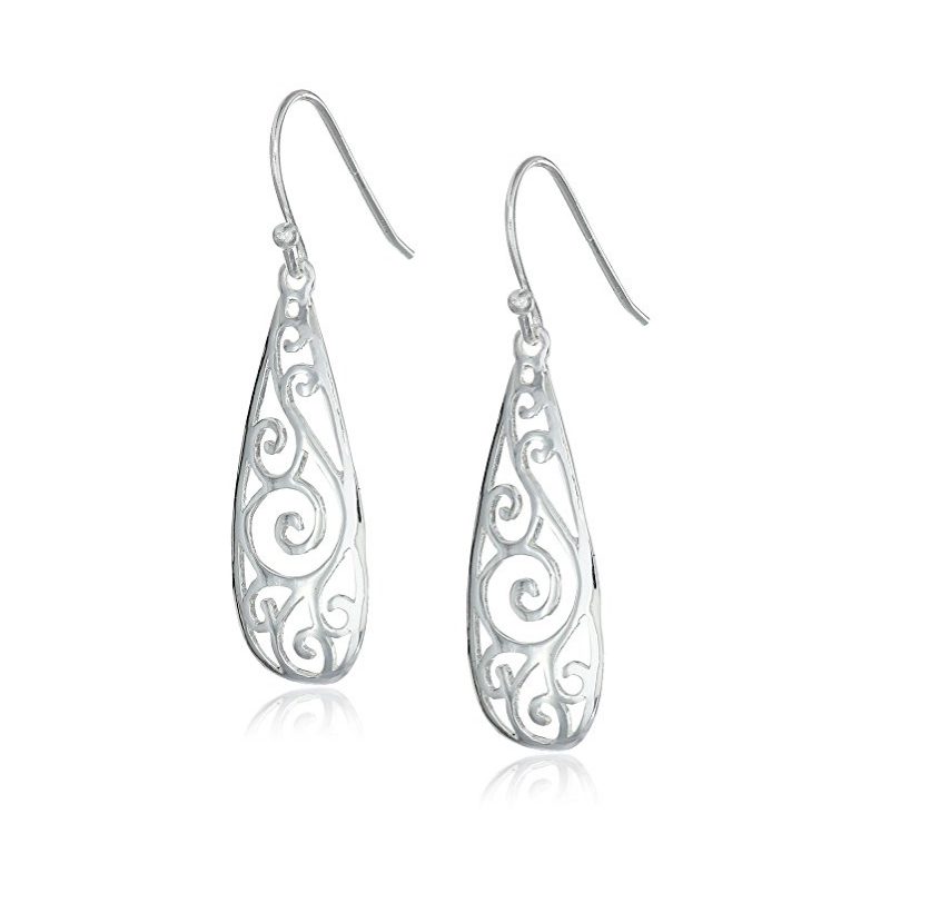 Beautiful Sterling Silver Filigree Teardrop Factory China Without Stone Cheap Women Dangle Drop 925 Sterling Silver Earring