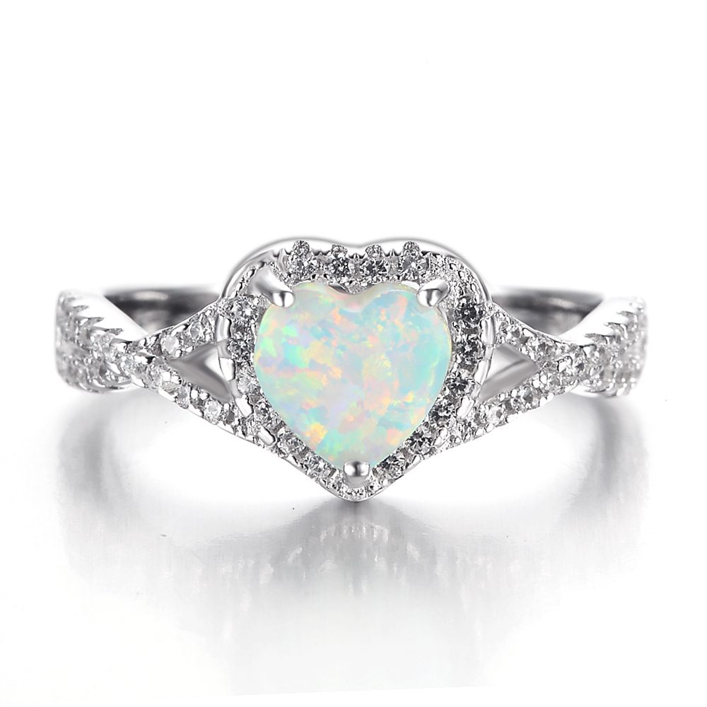 Platinum Opal Ring Silver Jewelry CLASSIC Engagement Ring SGS 2023 Shaped Sterling Silver Shenzhen with Clear Zircon for Women