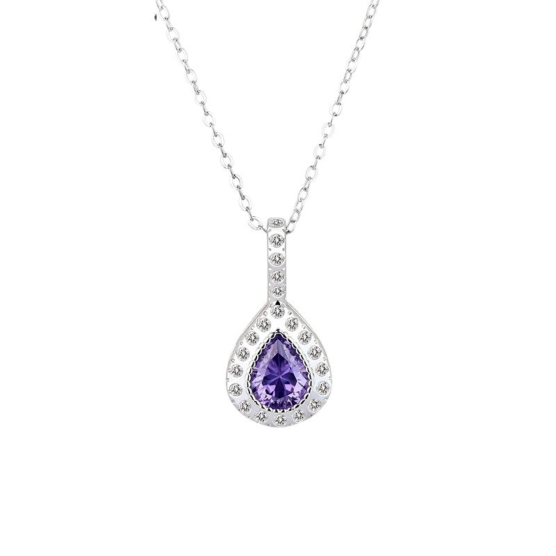 Custom Water Drop Sterling Silver S925 Necklace Clear Sky Red Gemstone for Gifts Jewelry Necklaces