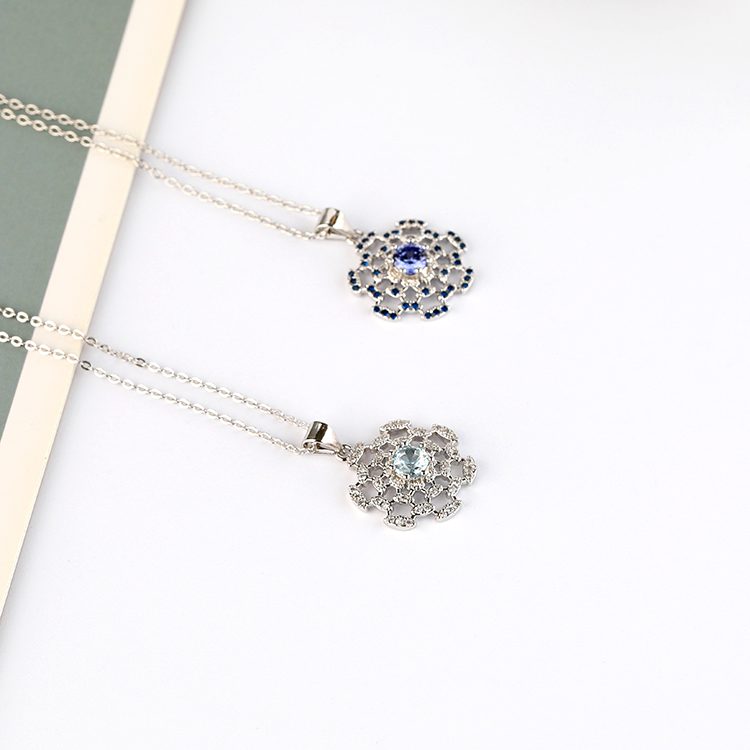 Custom 925 Sterling Silver Women Jewelry Amulet Blue Cz Evil Devil Eye Coin Pendant Necklace