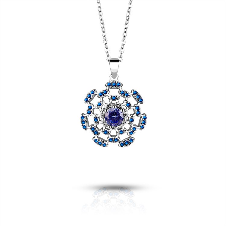 Custom 925 Sterling Silver Women Jewelry Amulet Blue Cz Evil Devil Eye Coin Pendant Necklace