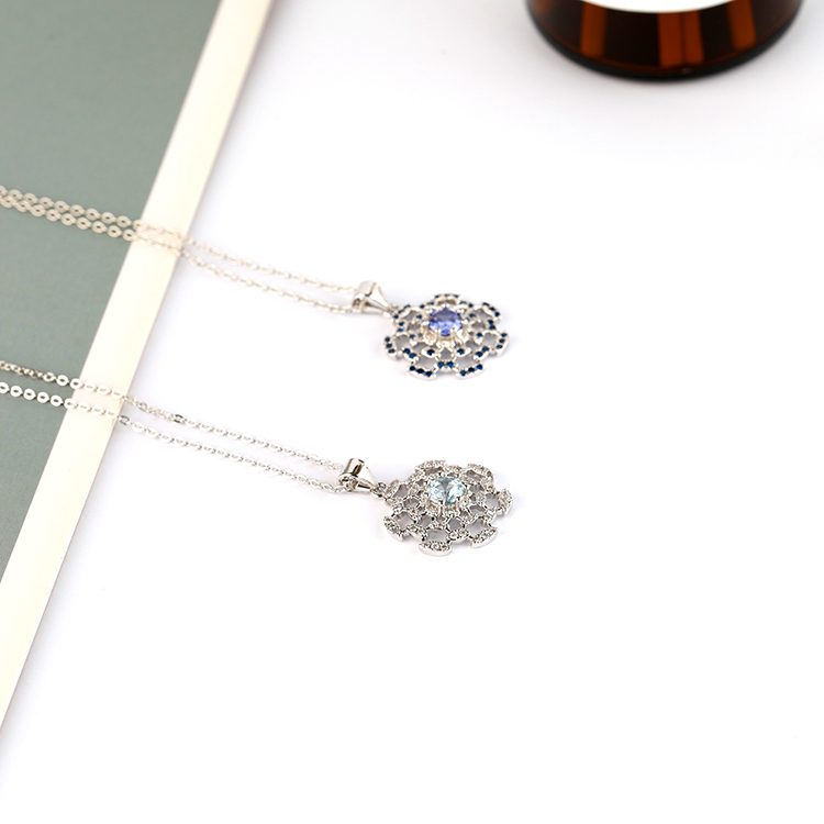 Custom 925 Sterling Silver Women Jewelry Amulet Blue Cz Evil Devil Eye Coin Pendant Necklace