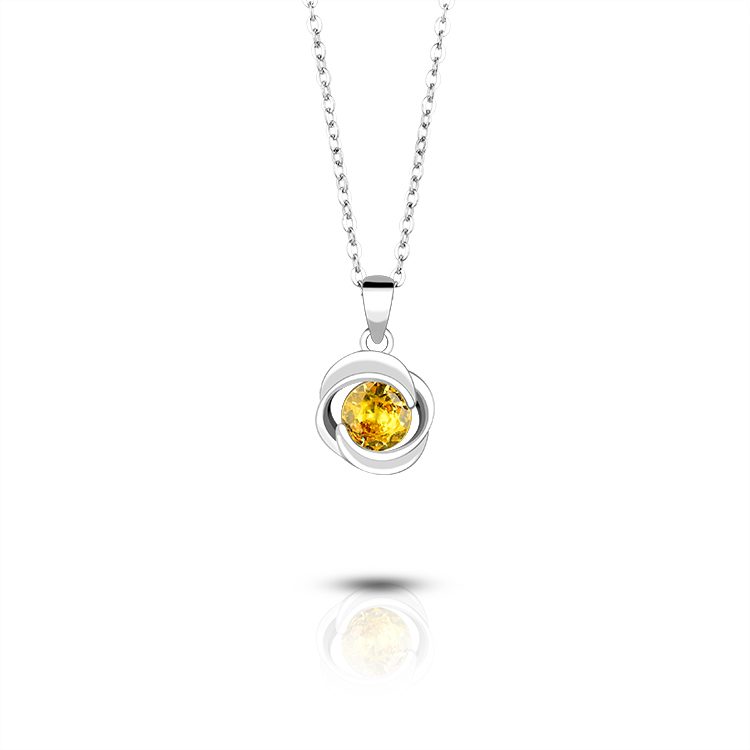 Custom Cubic Zirconia Diamond Flower Chain Necklace 925 Sterling Silver Gemstone Pendant Necklace