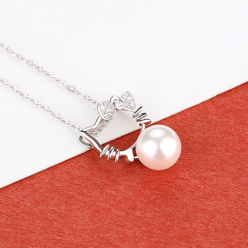 Mascot Womens Gemstone 925 Sterling Silver Pearl Pendant Necklace