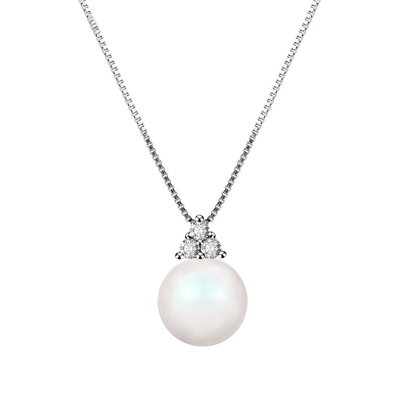 Mascot Womens Gemstone 925 Sterling Silver Pearl Pendant Necklace