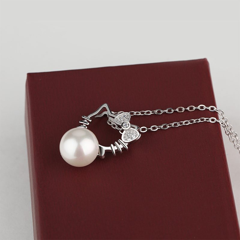 Mascot Womens Gemstone 925 Sterling Silver Pearl Pendant Necklace