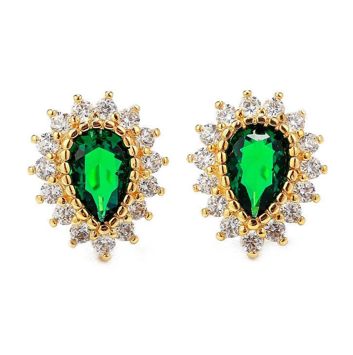 Custom Waterdrop Stud Rhinestone Earrings Gold Plated 925 Silver White Environmental Friendly Mascot Zircon IGI Imitation Pearl