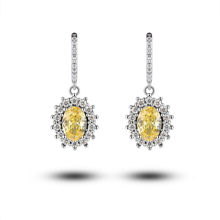 925 Sterling Silver Jewelry Women Spinel Citrin Silver Earring Sterling Silver Zircon Earrings