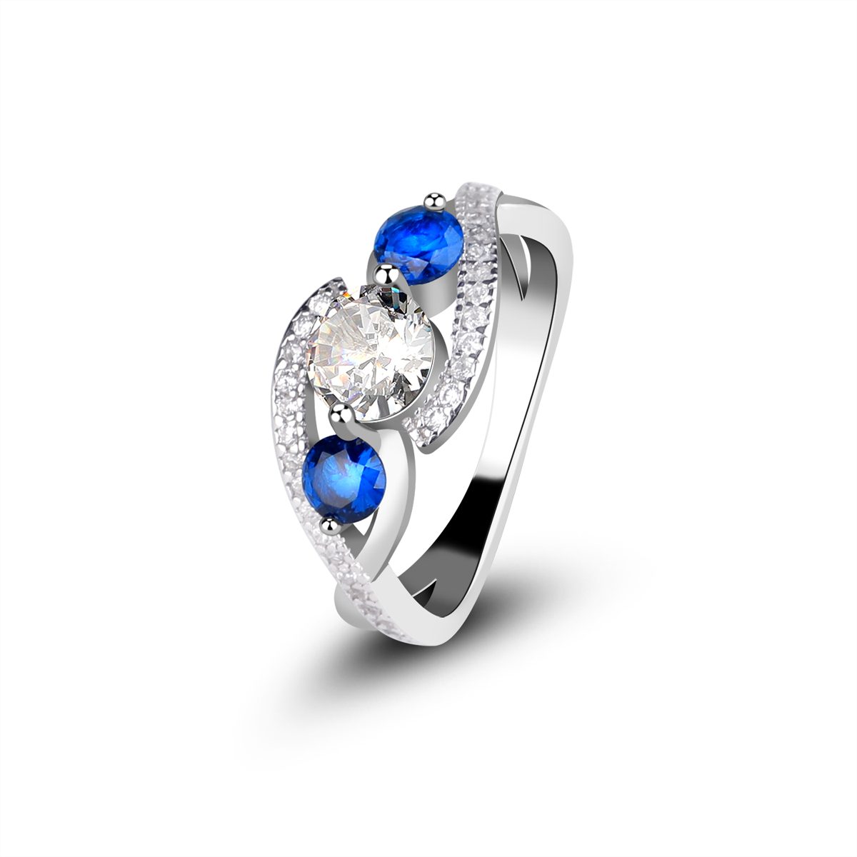 Mascot Custom Fashion Fine Jewelry Rings S925 Engagement Zircon Zirconia Wedding 925 Silver Ring Ring Set