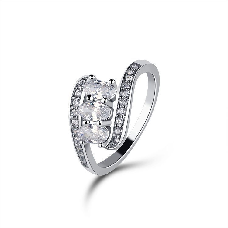 Newest Design Anniversary Gift Cz Simulated Diamond Dainty Sterling Silver Zircon Unique Jewellery Stackable Rings