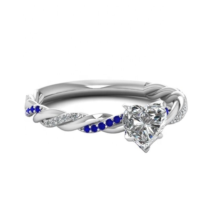 Custom Luxury Dainty Finger Ring Fine Jewelry Rings Heart Gemstone Rings Mascot IGI 925 Sterling Silver for Ladies Women Girls