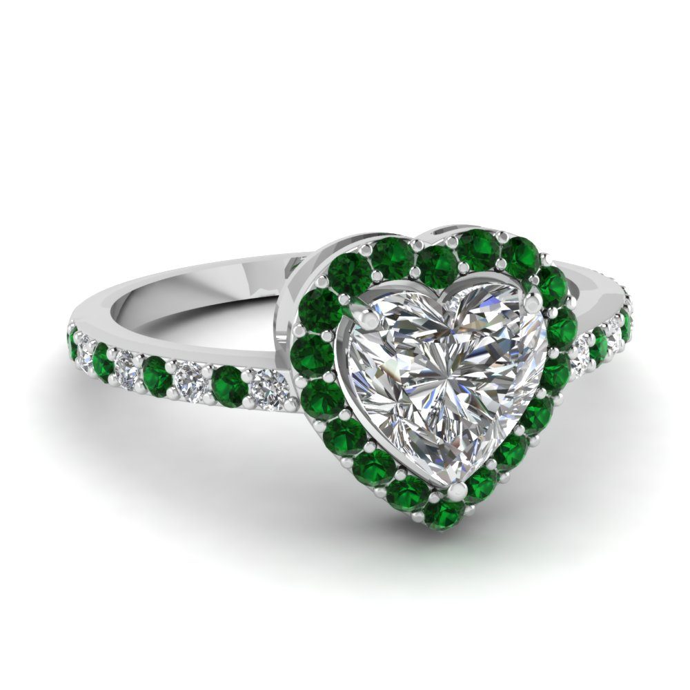 Vintage Heart Shape Fashion Women Stone Emerald Ring