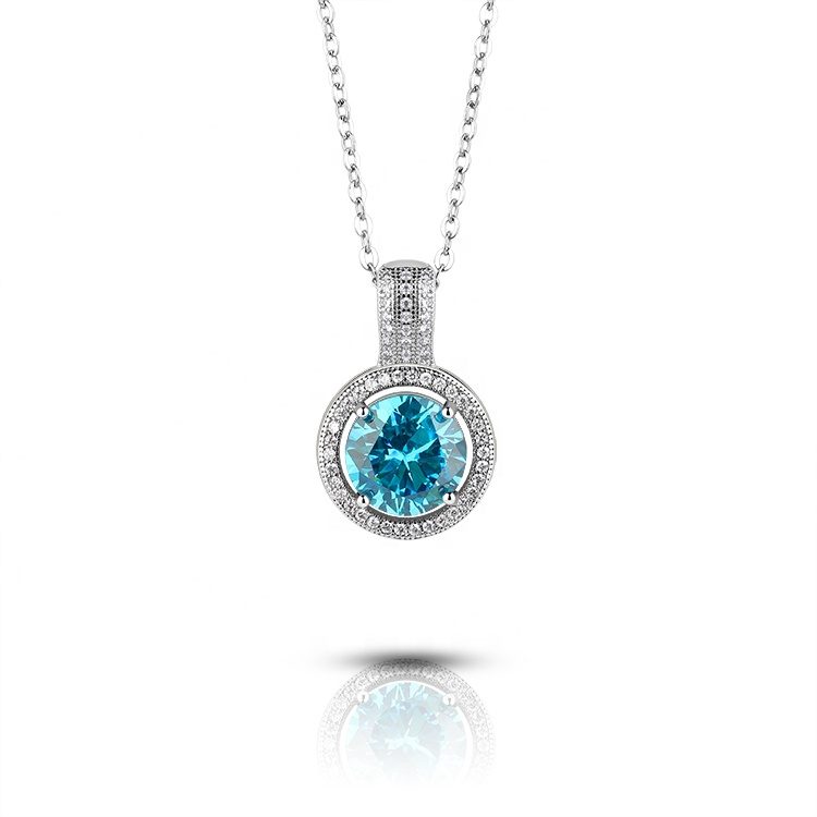 Custom Fine Fashion Necklace Pendant Necklace 925 Sterling Silver Bling Iced Out Round Cut Diamond Zirconia Gift for Women Girl