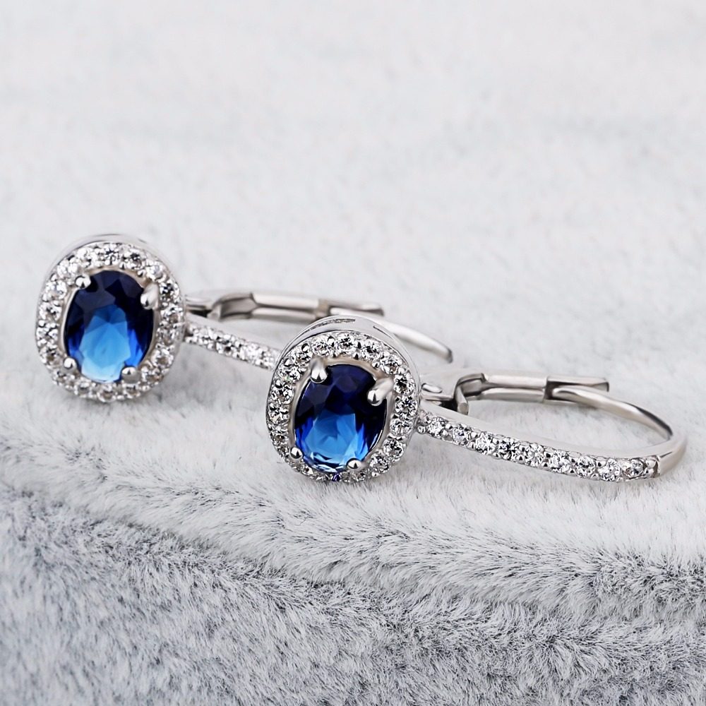 Clip on Designs Pictures Gemstone Blue Earrings